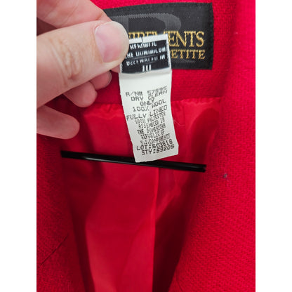 Vintage 1990s Requirements Petites Womens Sz 10P Single Button Blazer Cherry Red