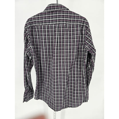 Apt 9 Mens Sz M Long Sleeve Button Up Shirt Black Purple Plaid