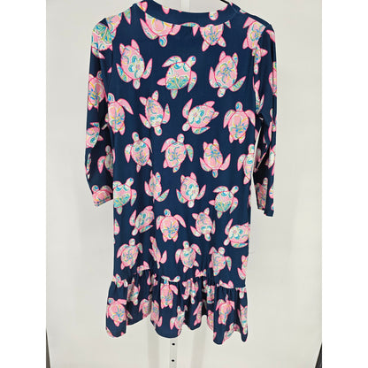 Simply Southern Womens Sz M Long Sleeve Knee Length Dress Turtle Print