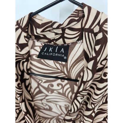 JKLA Womens Sz M Sleeveless V Neck Blouse Brown Tan Floral Print