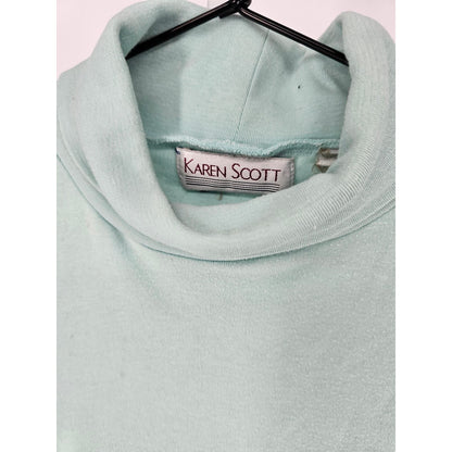 Karen Scott Womens Sz M Long Sleeve Cotton Turtleneck Top Seafoam Green