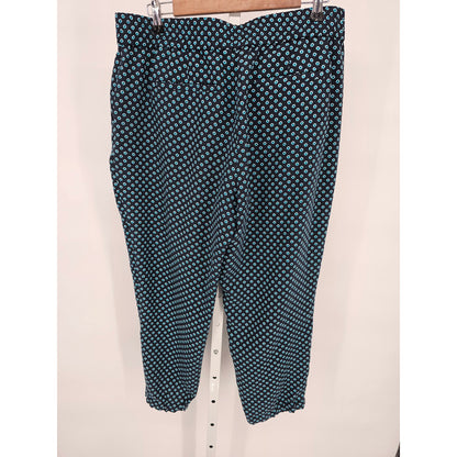 Ann Taylor Womens Sz 12 Cropped Slim Leg Dress Pants Blue Polka Dot