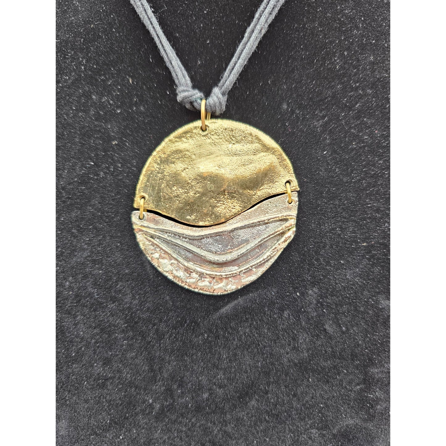 Vintage 1990s Rope Style Pendant Necklace Gold Silver Yin Yang Style