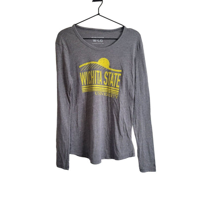 Wichita State University Womens Sz L Long Sleeve T Shirt Gray by Alma Mater