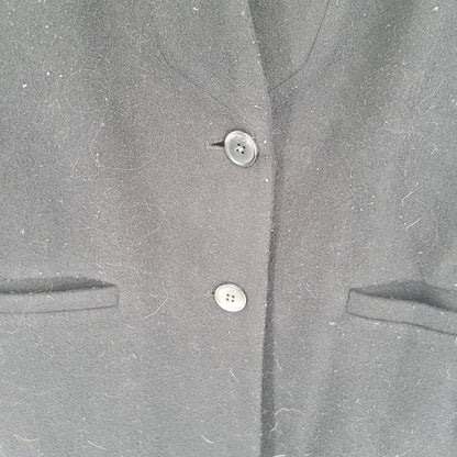 Old Navy Womens Sz M Midi Length Fleece Peacoat Black Button Front