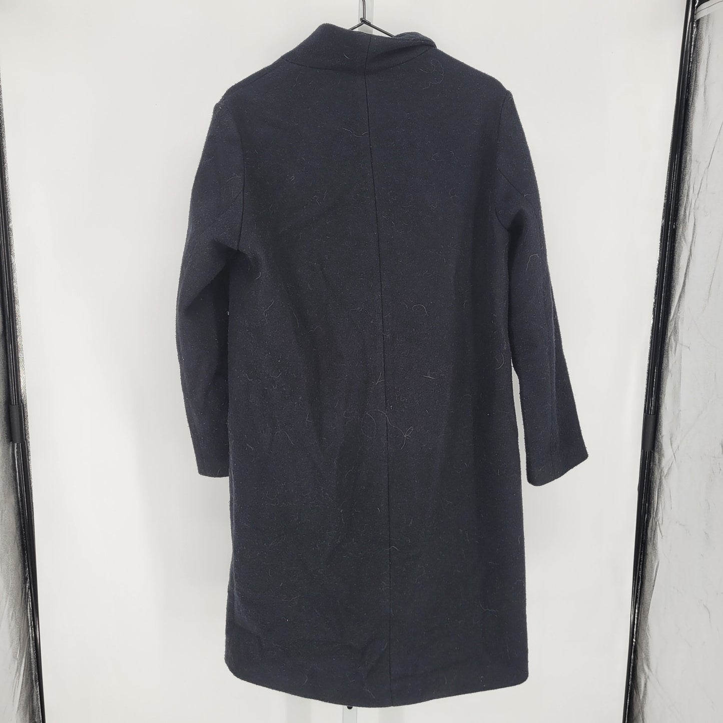 Old Navy Womens Sz M Midi Length Fleece Peacoat Black Button Front