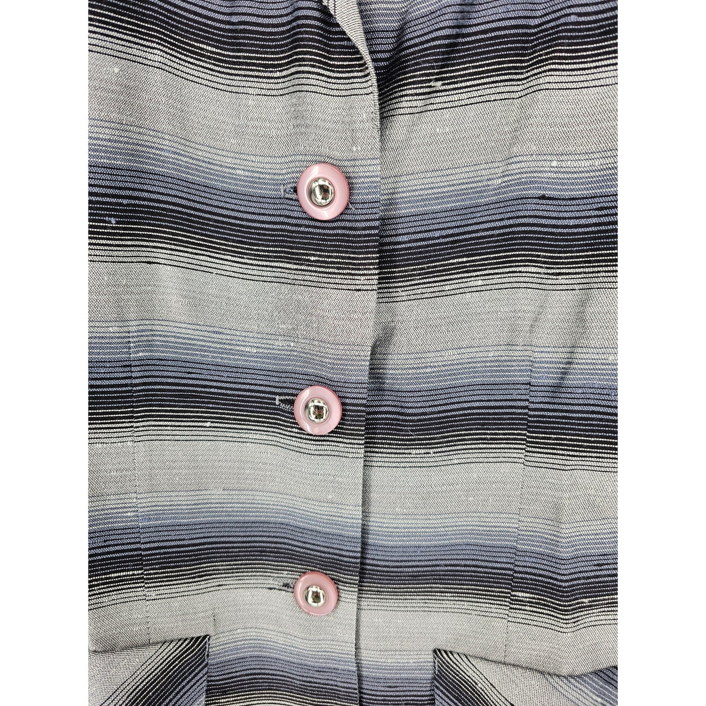 Vintage DJ Summers Womens Sz 8 Textured Blazer Jacket Blue Gray Striped