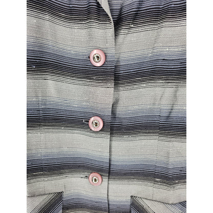 Vintage DJ Summers Womens Sz 8 Textured Blazer Jacket Blue Gray Striped
