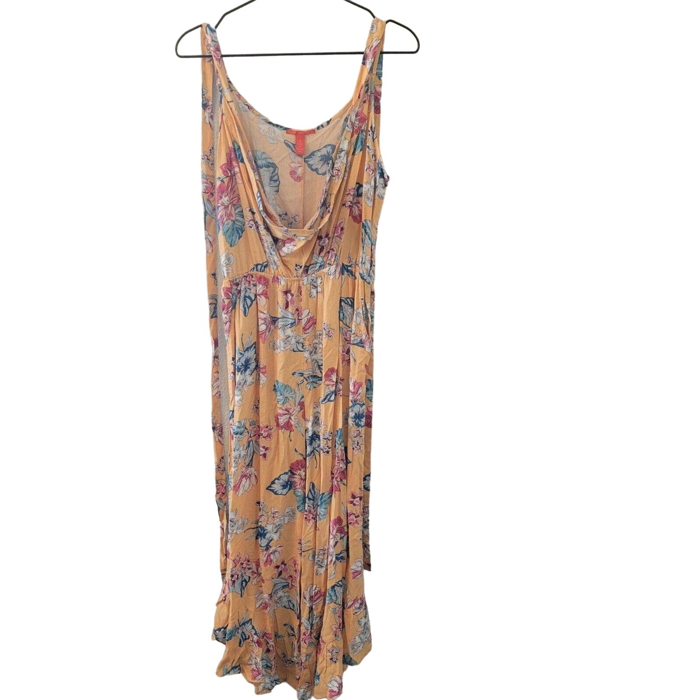 Chelsea & Violet Womens Sz S Maxi Sundress Dress Pastel Orange Floral Scoop Neck