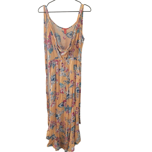 Chelsea & Violet Womens Sz S Maxi Sundress Dress Pastel Orange Floral Scoop Neck