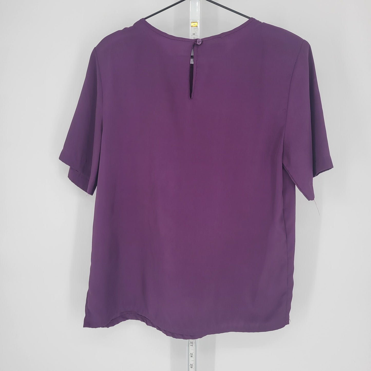 Kathie Lee Womens Sz M Short Sleeve Loose Fit Blouse Dark Purple