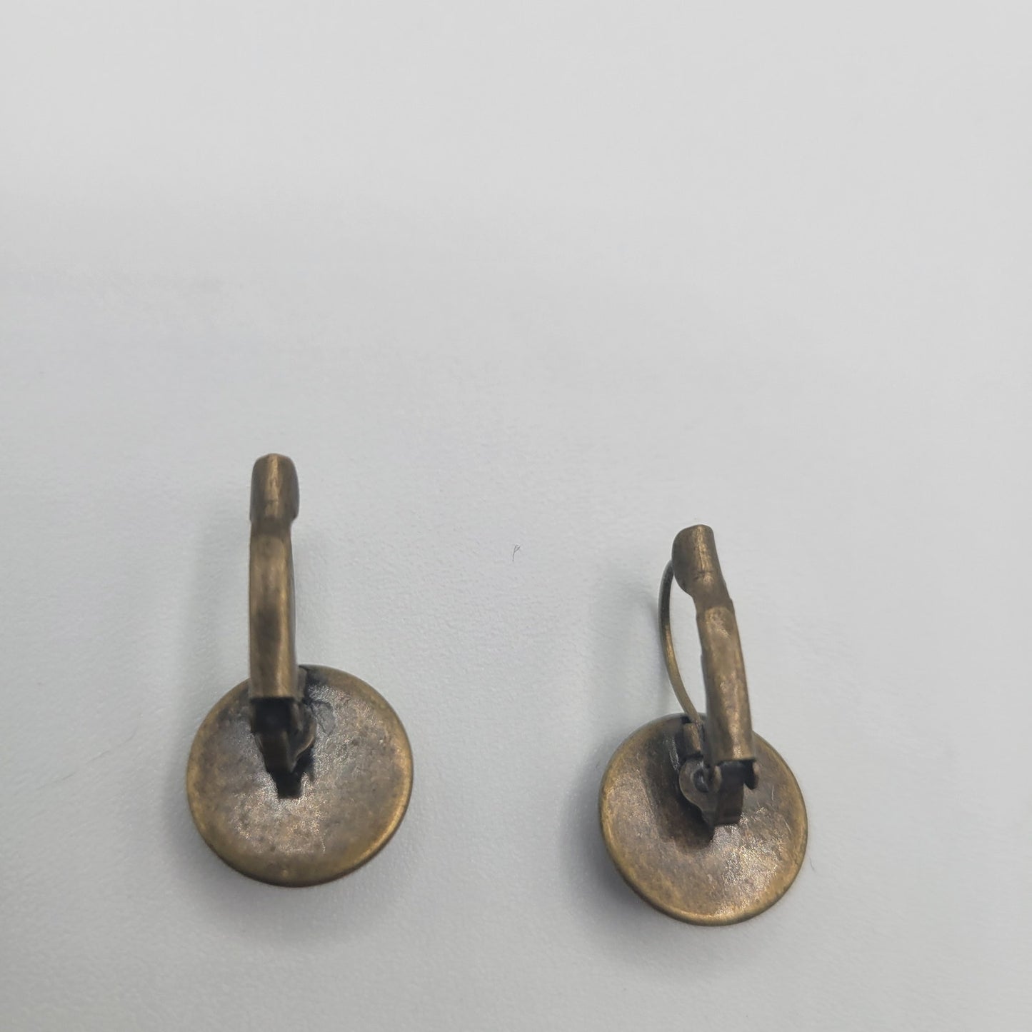 Vintage BARCS Silver TONE Amber Orange Glass CABOCHON Clip ON Earrings