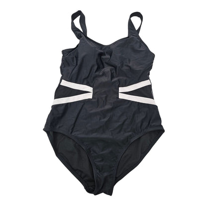 Catalina Womens Sz L One Piece Swimsuit Black White Tummy Control