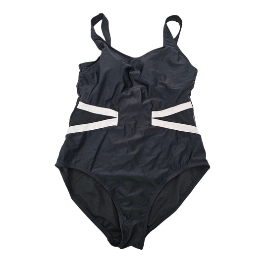 Catalina Womens Sz L One Piece Swimsuit Black White Tummy Control