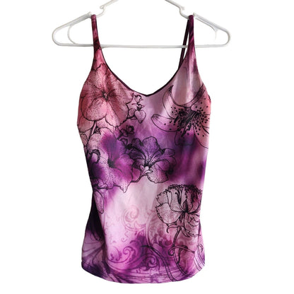 Lotus Womens Sz S Pink and Purple Floral Athletic Tank Top Fitted