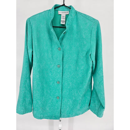 Vintage Sag Harbor Womens Sz 6 Teal Blue Green Blazer Jacket Floral