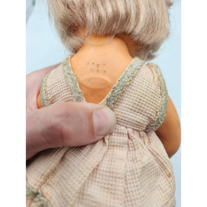 Vintage 1950s IDEAL BABY DOLL KISSY FACE BLONDE RUBBER w/ Original Dress