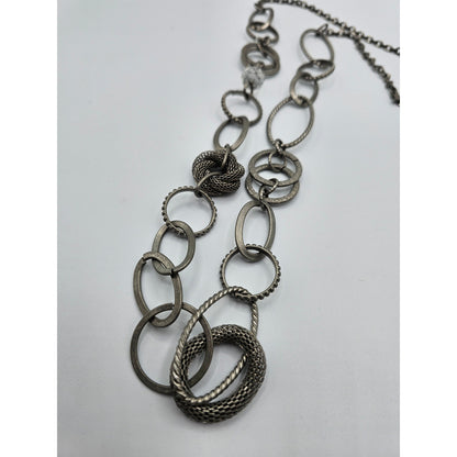 Vintage 1990s Long Single Strand Chain Necklace Silver Tone