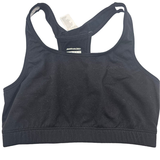 Reebok Womens Sz L Racerback Sports Bra Solid Black Cotton