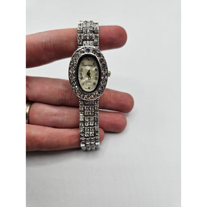 Vintage Y2K Cote D Azur Womens Sainty Watch Silver Tone Rhinestone Band