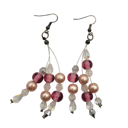 Vintage BARCS Silver TONE Amber Orange Glass CABOCHON Clip ON Earrings