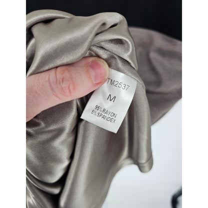 THML Womens Sz M Knee Length Mod Color Block Dress Lime Green Gray Sleeveless