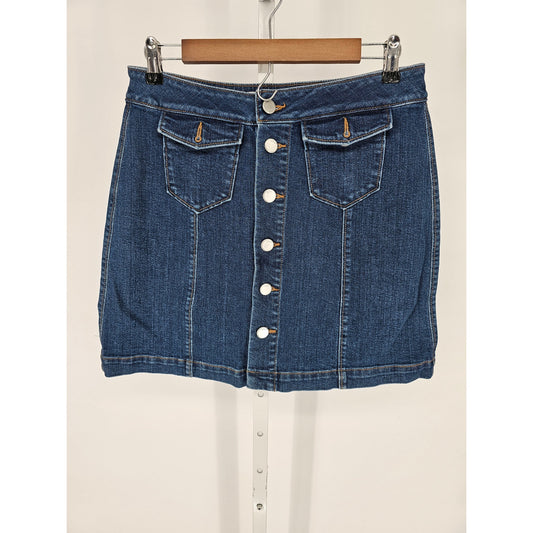 Ann Taylor LOFT Womens Sz 6 Button Front Denim Skirt Blue Jean Mini Skirt