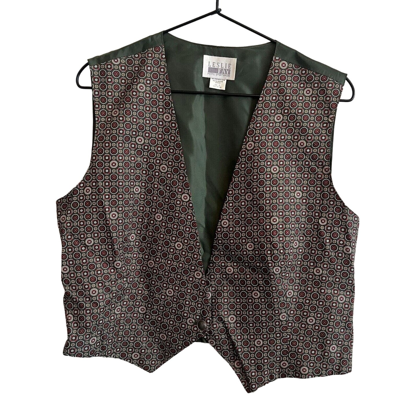 Vintage 1990s Leslie Fay Petite Sportswear Womens Sz 10 Dark Green Vest