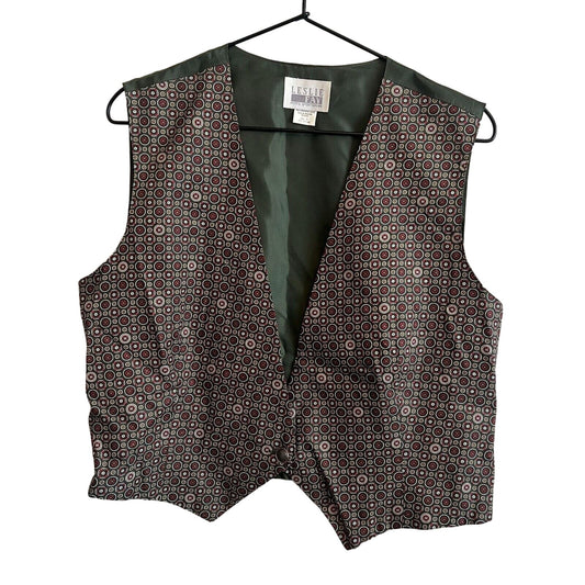 Vintage 1990s Leslie Fay Petite Sportswear Womens Sz 10 Dark Green Vest