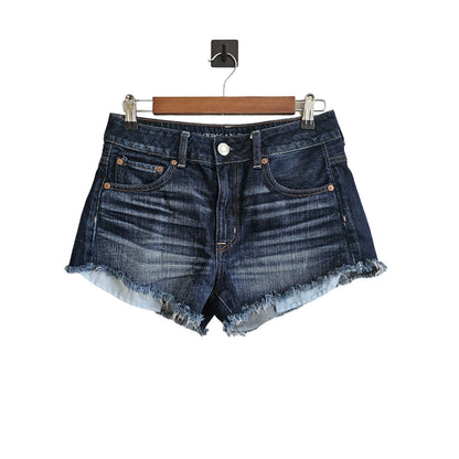 American Eagle Womens Sz 4 Hi Rise Festival Cutoff Jean Shorts Dark Wash