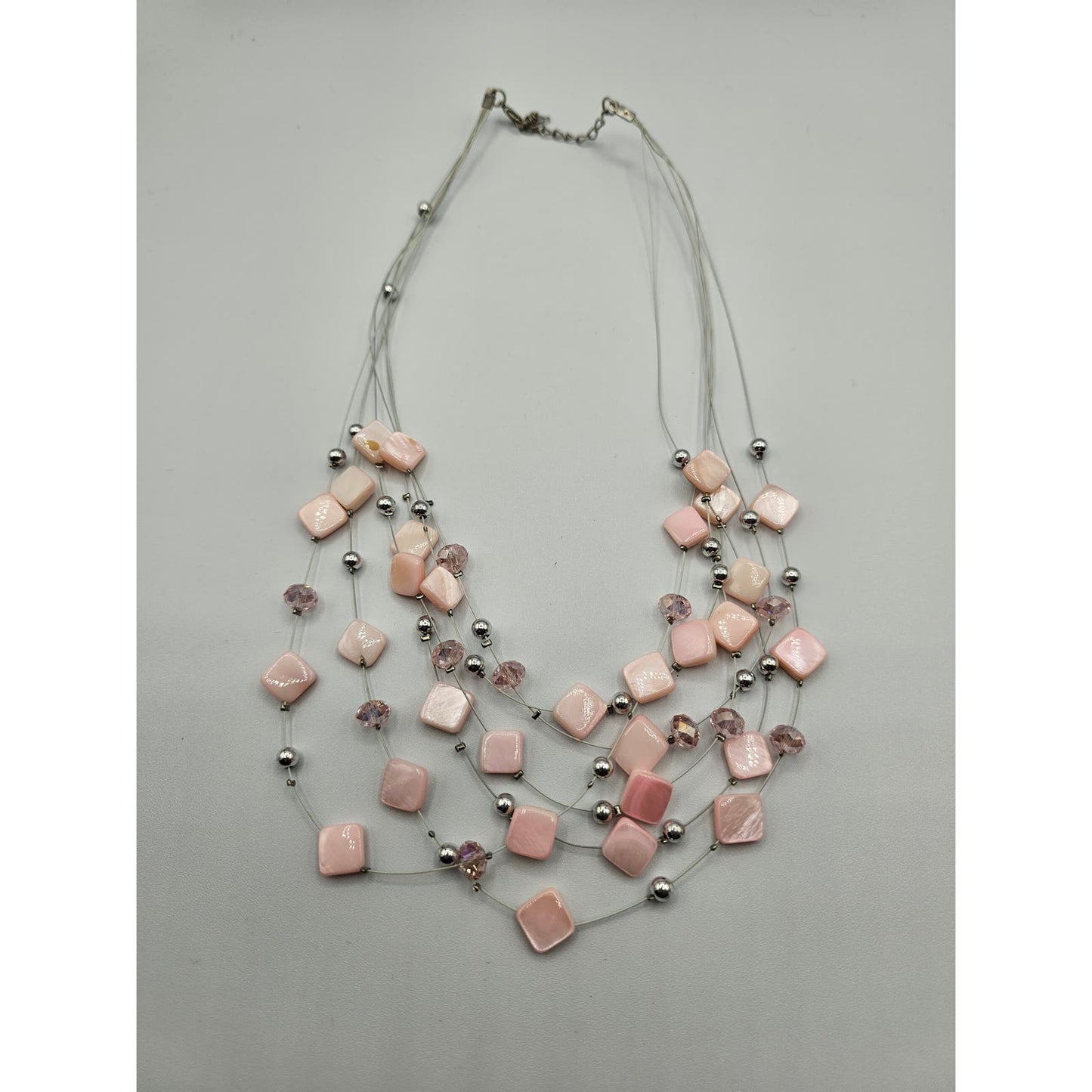 Vintage Light Pink Statement Piece Necklace Light Pink Stone Layered