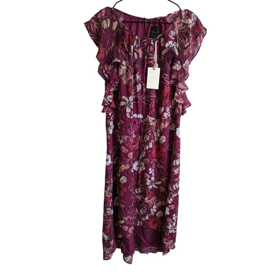 Alex Marie Womens Sz 8 High Low Hem Maxi Dress Purple White Floral NEW