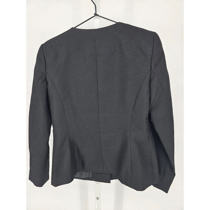 R&K Womens Sz 6 Structured Blazer Jacket Black Formal Rhinestone Studded