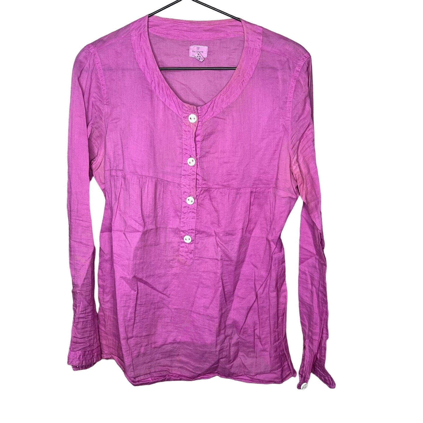 Hartford Womens Sz 3 Small Long Sleeve Lightweight Cotton Blouse Purple