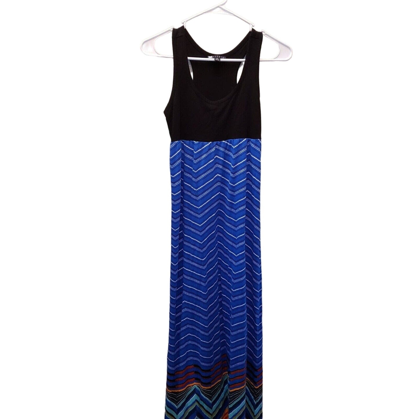 Carole Little Womens Sz XS Racerback Maxi Dress Black Blue Striped