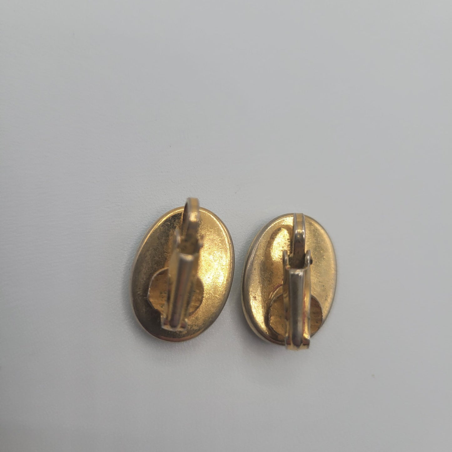 Vintage BARCS Silver TONE Amber Orange Glass CABOCHON Clip ON Earrings