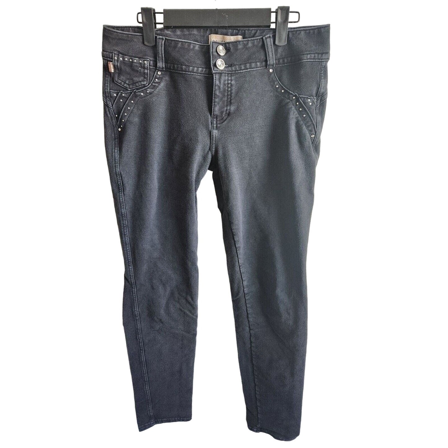 Beverly Jeans Juniors Sz 9 Skinny Jeans Black Gray Studded