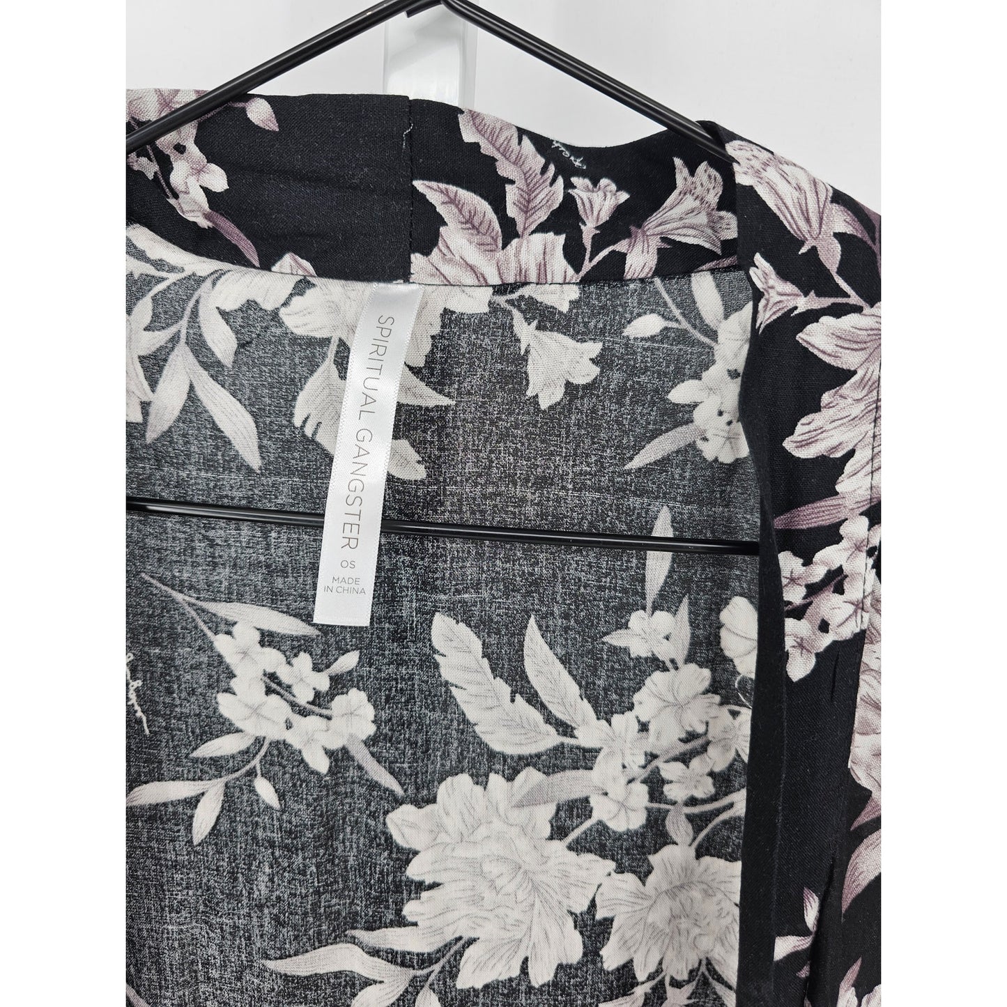 Spiritual Gangster Womens OS One Size Robe Long Sleeve Knee Length Floral