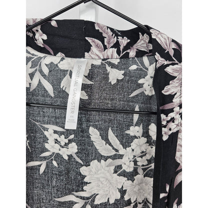 Spiritual Gangster Womens OS One Size Robe Long Sleeve Knee Length Floral