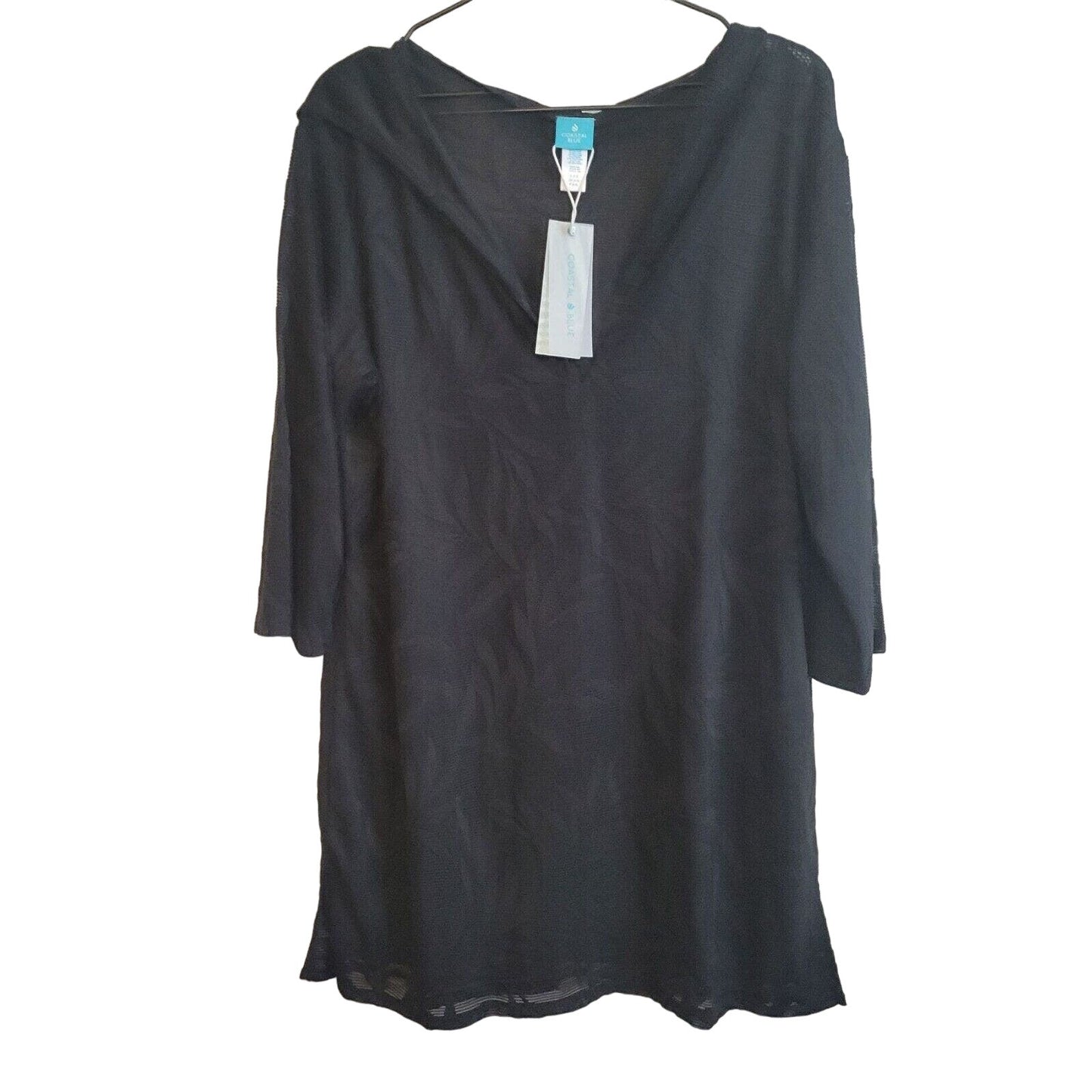 Coastal Blue Womens Sz S Swimsuit Coverup Black Long Sleeve W/ Hood NEW