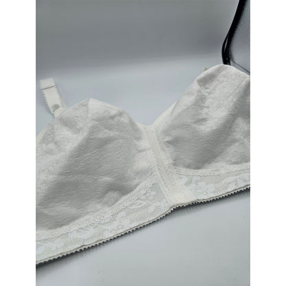 Vintage Playtex Womens Sz 44C Unlined T Shirt Bra White Lace 1970s