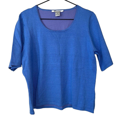 Nygard Collection Womens Sz PL Knit Short Sleeve T Shirt Blue Purple