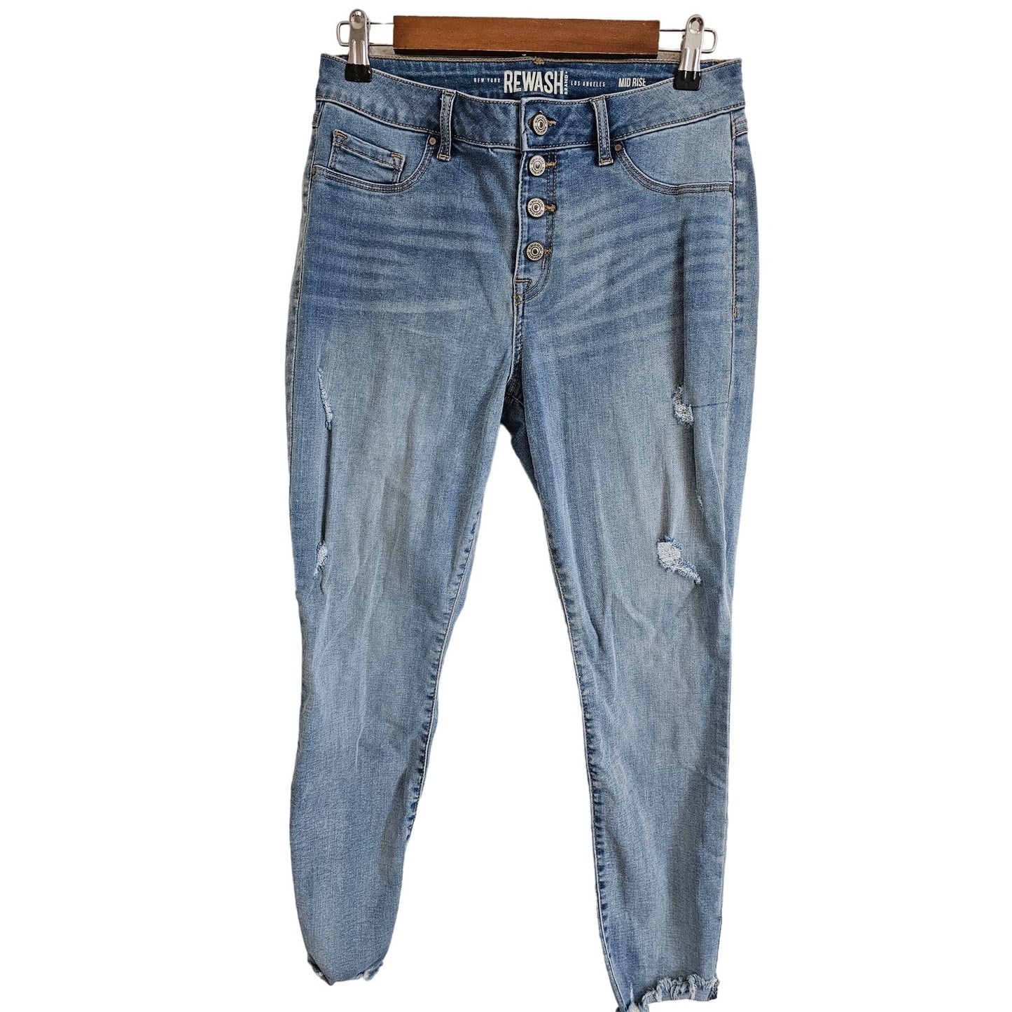 Rewash LA Juniors Sz 11 Button Fly Light Wash Skinny Blue Jeans