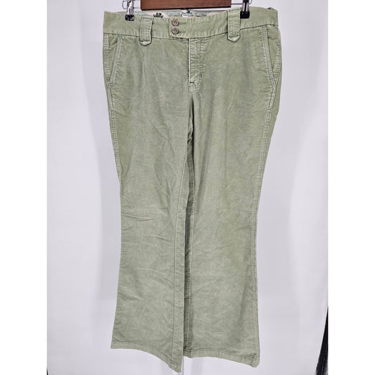 Vintage Y2K GAP Womens Sz 12 Flare Leg Corduroy Pants Sage Green Long and Lean