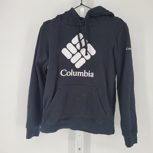 Columbia Womens Sz S Pullover Hoodie Sweatshirt Black White Logo