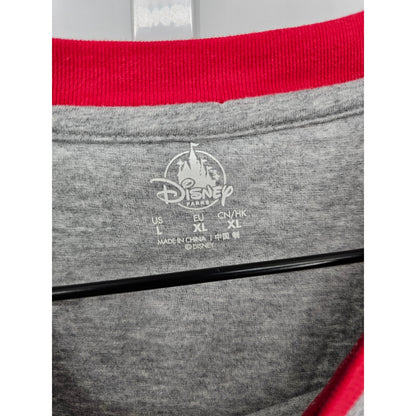 Disney Disneyland Resort Mens Sz L Short Sleeve T Shirt Retro Print Gray Red