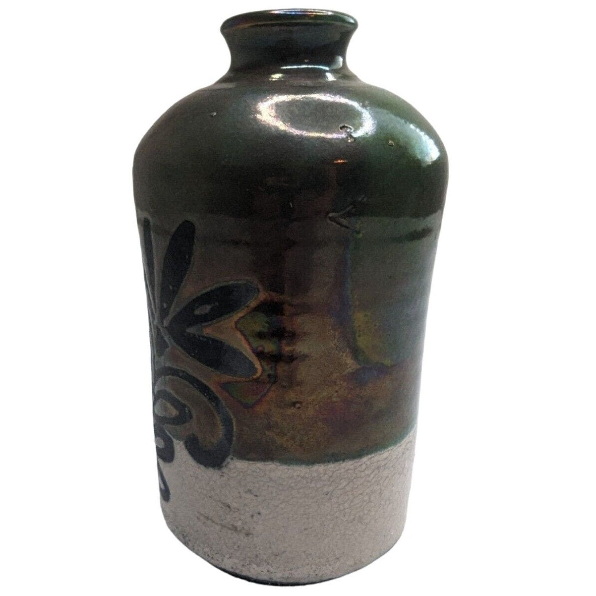 Vintage Mid Century Danish Glazed Bud Vase Floral Signed