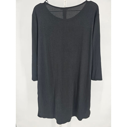 H&M Basic Womens Sz M Long Sleeve Midi Length Shirt Dress Solid Black