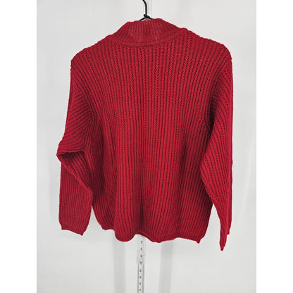 Vintage 1990s Talbots Womens Sz M Wool Blend Mock Turtleneck Sweater Red Knit