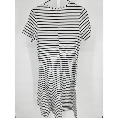Simply Southern Womens Sz S Knee Length Short Sleeve Dress Black White striped